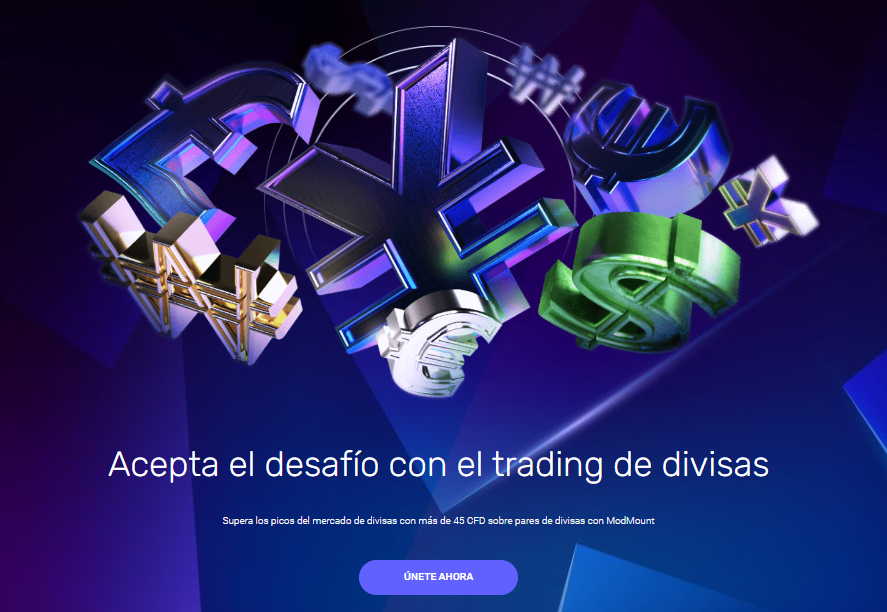 Iconos de divisas coloridas que representan el comercio de Forex con ModMount.